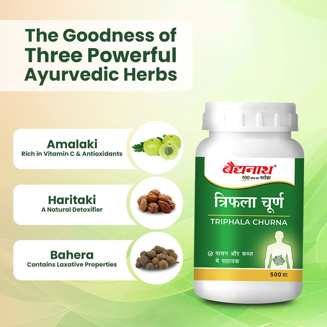 Baidyanath Triphala Churna 500g | Ayurvedic Herbal Powder for Digestion & Detox | Natural Gut Health Support