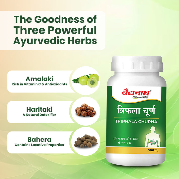 Baidyanath Triphala Churna 500g | Ayurvedic Herbal Powder for Digestion & Detox | Natural Gut Health Support