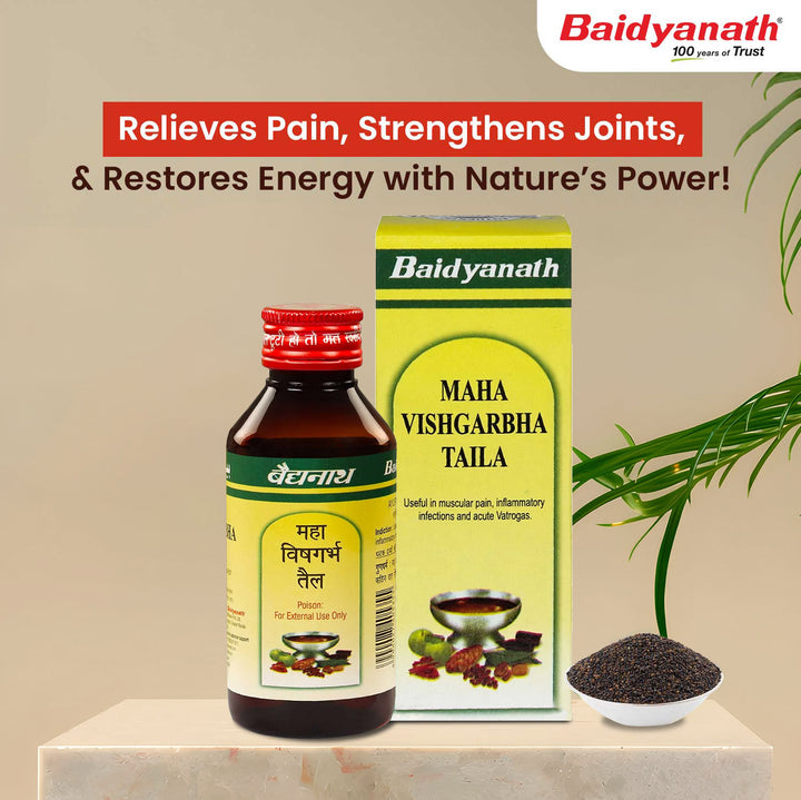 Baidyanath Mahavishgarbh Ayurvedic Oil - 100 ml | Useful in Muscular & Joint pain
