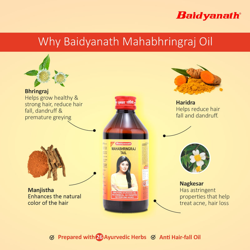 Baidyanath Mahabhringraj Ayurvedic Hair Oil -Helps for Hair Growth, Nourishment, Complete Hair Care,