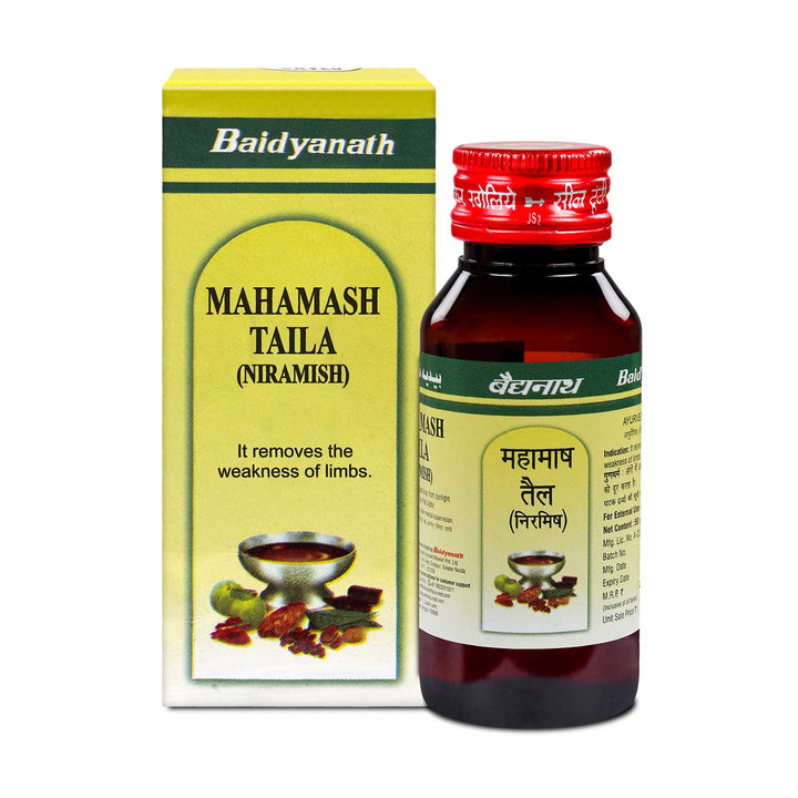 Baidyanath Mahamash Taila / Oil  Niramish - 50 ml | Helps to Relief Critical Body Pain, Numbness & Muscle weakness (Pack of 1)