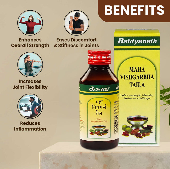 Baidyanath Mahavishgarbh Ayurvedic Oil - 100 ml | Useful in Muscular & Joint pain