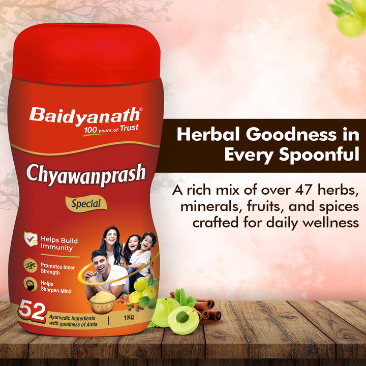 Baidyanath Chyawanprash Special-1kg | Enriched with 52 Essential Herbs & Minerals | Helps Support Immunity & Stamina for the Entire Family