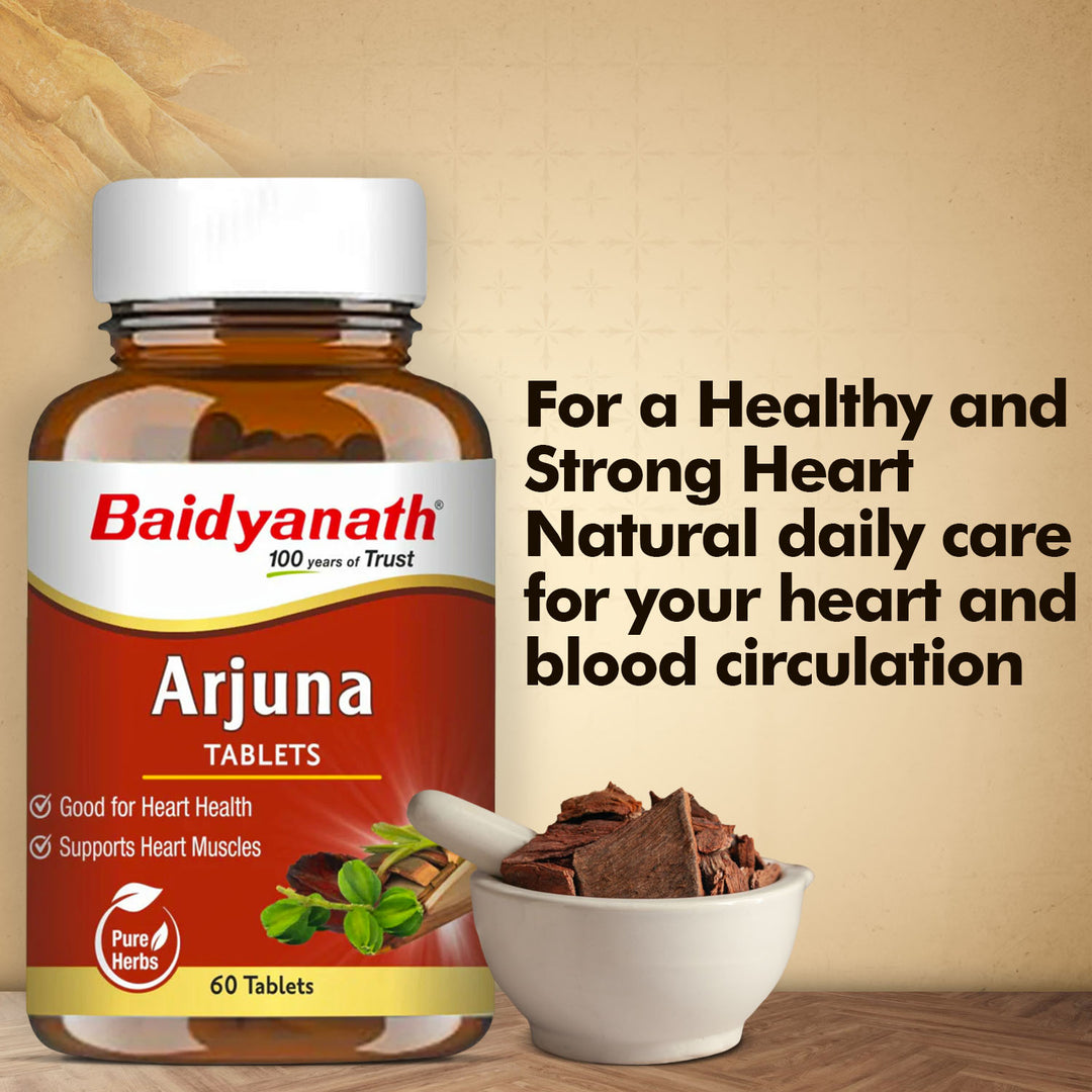 Baidyanath Arjuna Tablets 60 Tabs Good for Healthy Heart & Supports Heath Muscles