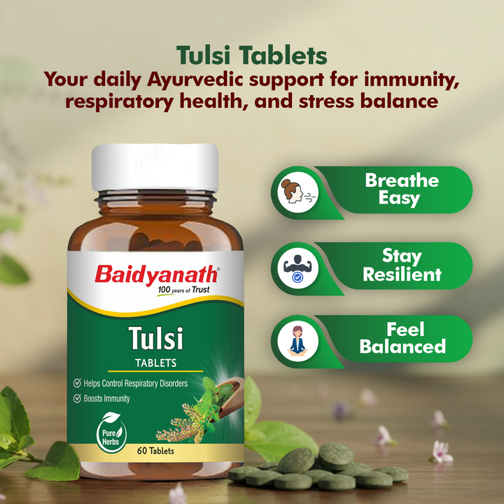 Baidyanath Tulsi Tablets – Pure Herbs (60 Tablets) Pack of 2