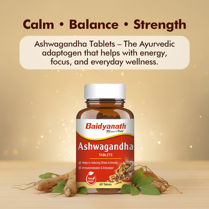 Baidyanath Ashwagandha- General Wellness Tablets (60 Tab) | Rejuvenates Mind and Body
