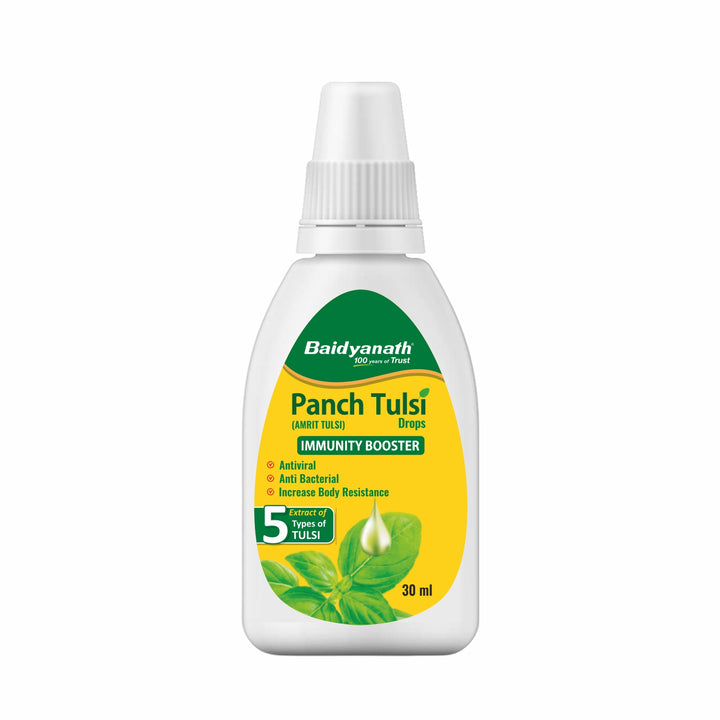 Baidyanath Panch Tulsi Drops - 30 ml | Natural Immunity Booster with Goodness of Five Types of Tulsi (Pack of 1)