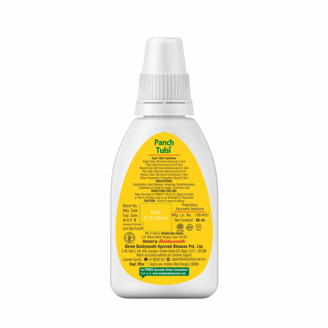 Baidyanath Panch Tulsi Drops - 30 ml | Natural Immunity Booster with Goodness of Five Types of Tulsi (Pack of 1)