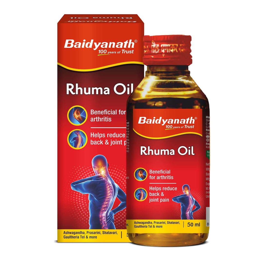 Baidyanath Rhuma Oil 50 ml Ayurvedic Massage Oil Helpful in Joint Pain, and Muscle Cramps, Sprains & Strains