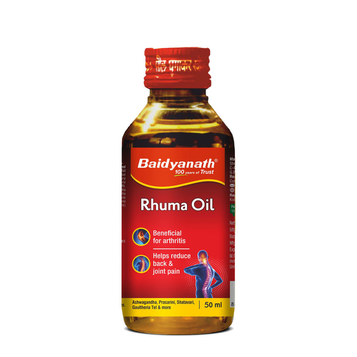 Baidyanath Rhuma Oil 50 ml Ayurvedic Massage Oil Helpful in Joint Pain, and Muscle Cramps, Sprains & Strains