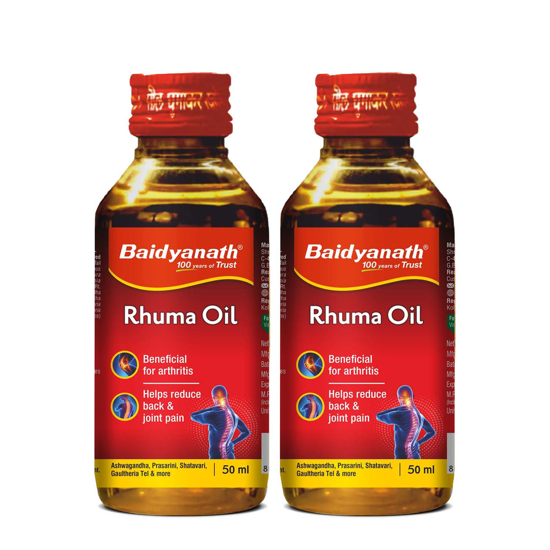 Baidyanath Rhuma Oil 50 ml Ayurvedic Massage Oil Helpful in Joint Pain, and Muscle Cramps, Sprains & Strains