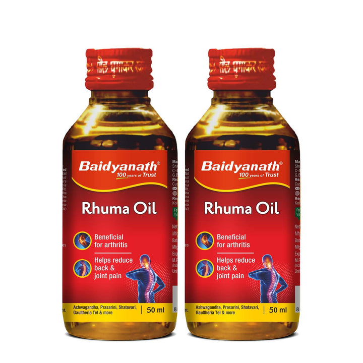 Baidyanath Rhuma Oil 50 ml Ayurvedic Massage Oil Helpful in Joint Pain, and Muscle Cramps, Sprains & Strains