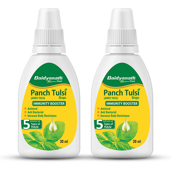 Baidyanath Panch Tulsi Drops - 30 ml | Natural Immunity Booster with Goodness of Five Types of Tulsi (Pack of 2)