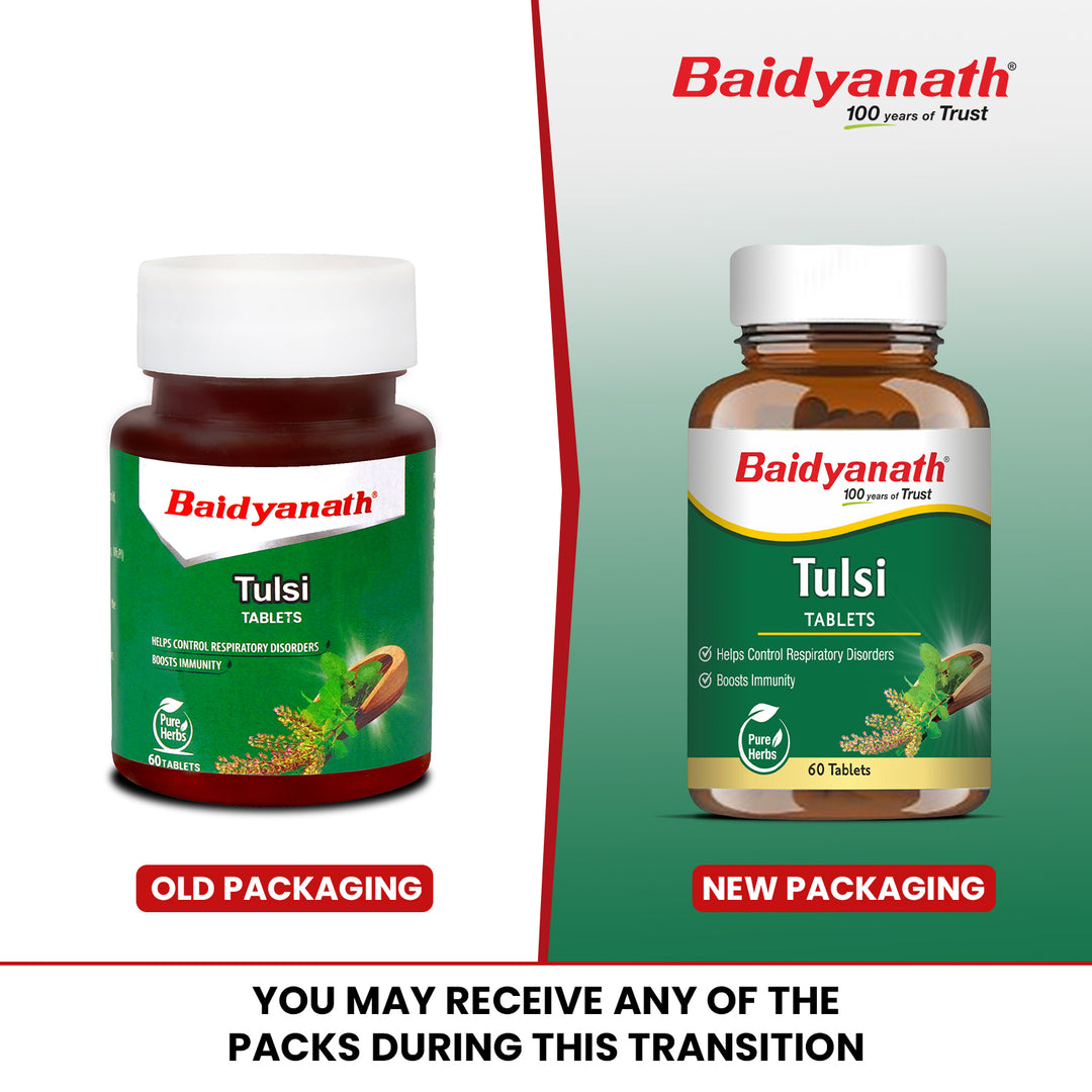 Baidyanath Tulsi Tablets - 60 tablets | Helps Boosts Immunity & Respiratory Wellness | Relieves Cough and Cold