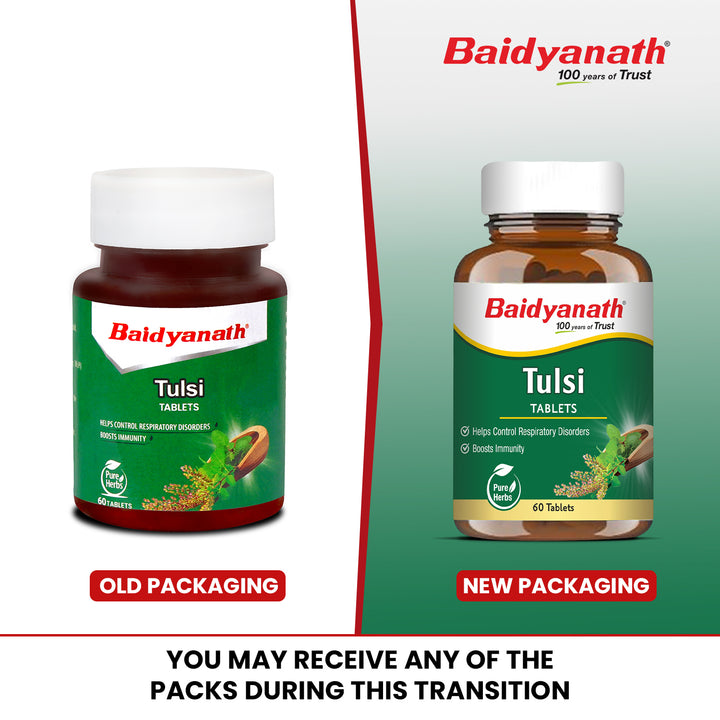Baidyanath Tulsi Tablets - 60 tablets | Helps Boosts Immunity & Respiratory Wellness | Relieves Cough and Cold