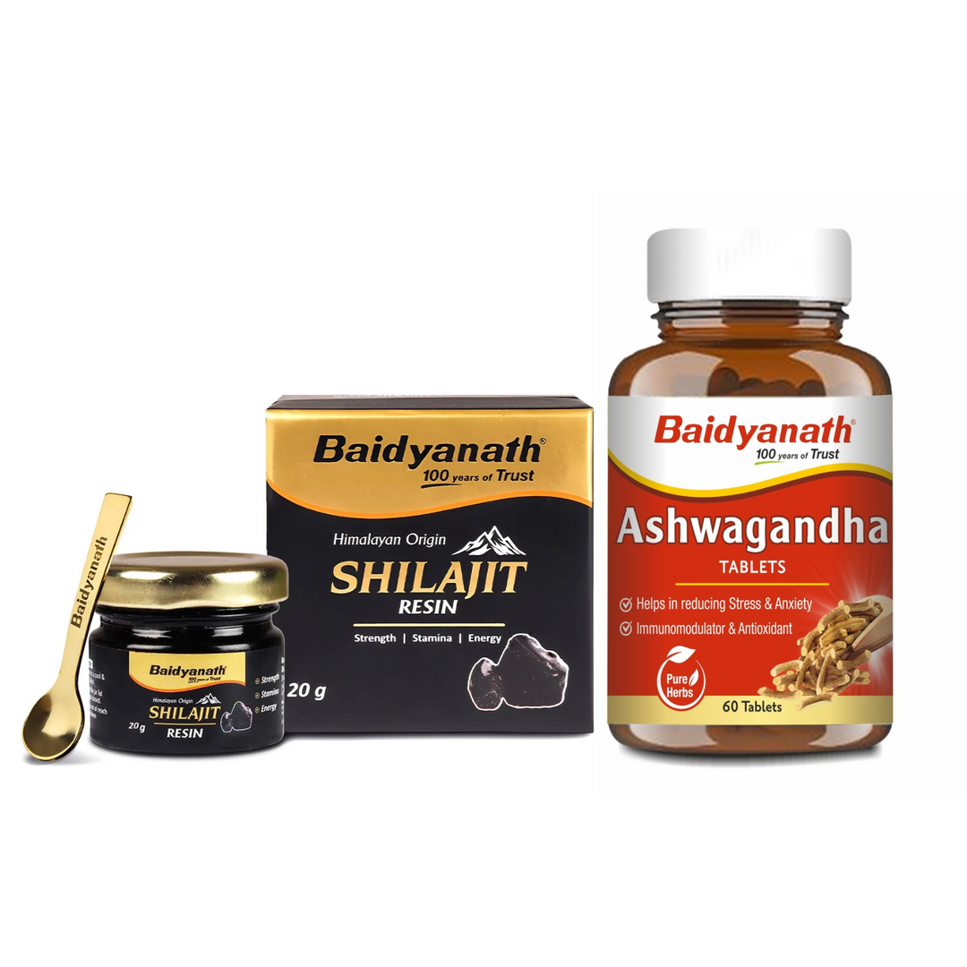 Baidyanath Shilajit Resin 20 gm & Ashwagandha 60 Tablets