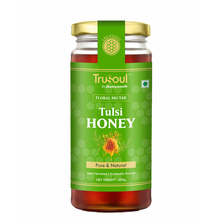 Trusoul By Baidyanath Pure & Natural Tulsi Honey- 500gm | Natural Immunity Booster | Raw & Unprocessed Honey | Forest Honey