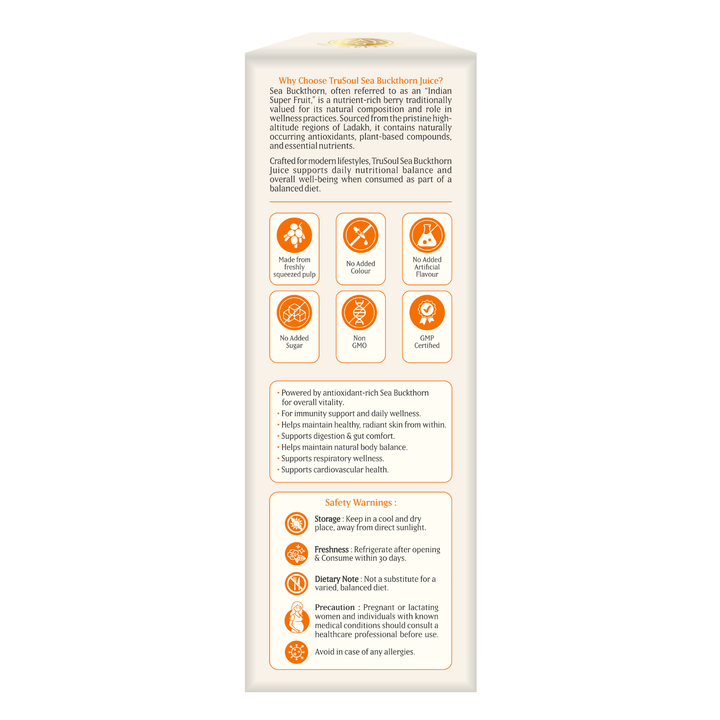Baidyanath Sea Buckthorn Juice 500ml | Himalayan Ladakh Berry Fruit Pulp Concentrate | Rich in Omega 3, 6, 7 & 9