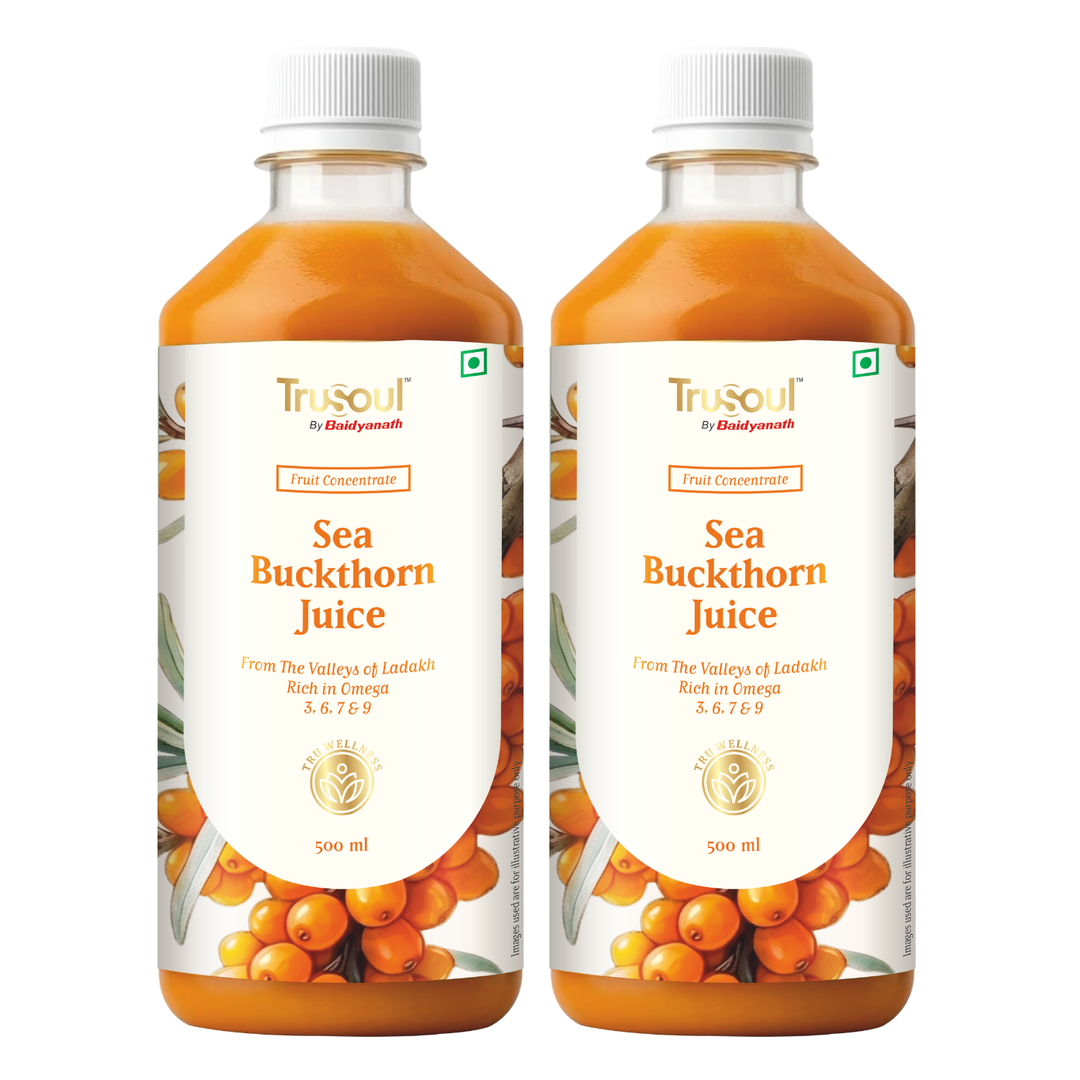 Baidyanath Sea Buckthorn Juice 500ml | Himalayan Ladakh Berry Fruit Pulp Concentrate | Rich in Omega 3, 6, 7 & 9