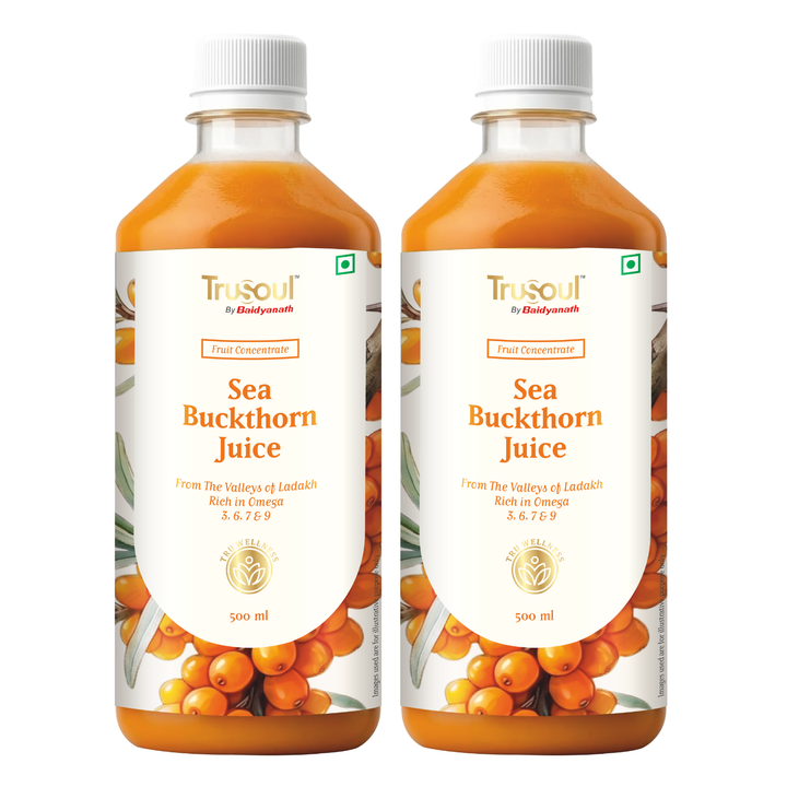 Baidyanath Sea Buckthorn Juice 500ml | Himalayan Ladakh Berry Fruit Pulp Concentrate | Rich in Omega 3, 6, 7 & 9