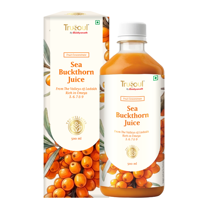 Baidyanath Sea Buckthorn Juice 500ml | Himalayan Ladakh Berry Fruit Pulp Concentrate | Rich in Omega 3, 6, 7 & 9