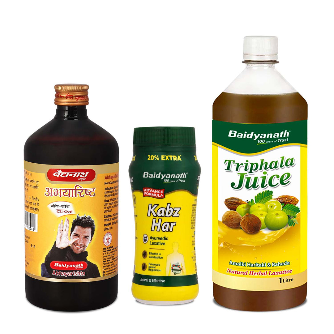 Baidyanath Constipation Combo - Kabz Har 100gm | Abhyarishta 450 ml | Triphala Juice 1 litre
