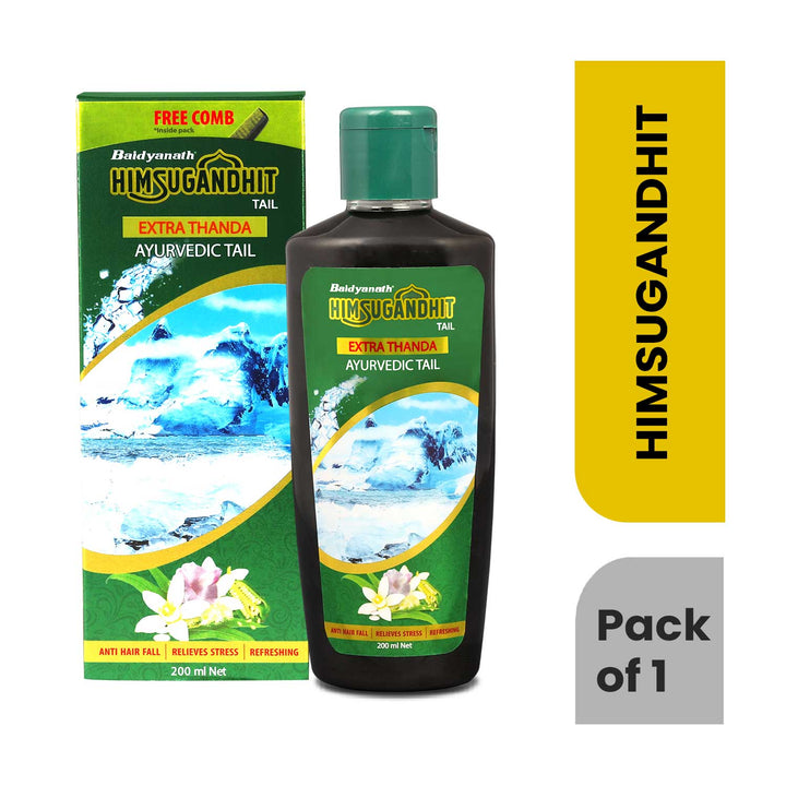 Baidyanath Himsugandhit Tail - 100 ml | Ayurvedic Thanda Tel | Helps to Relieve Headache, Fatigue,Tension & Sleeplessness | Relaxing & Refreshing Cooling Effect (Pack of 1)