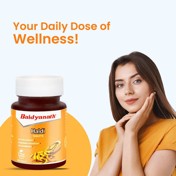 Baidyanath Haldi Tablets - 60Tablet | Natural Haldi Extract | Helps Boost Immunity, Blood Cleansing & Skin Problems (Pack of 2)