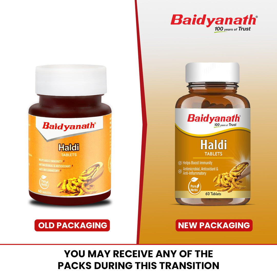 Baidyanath Haldi Tablets - 60Tablet | Natural Haldi Extract | Helps Boost Immunity, Blood Cleansing & Skin Problems