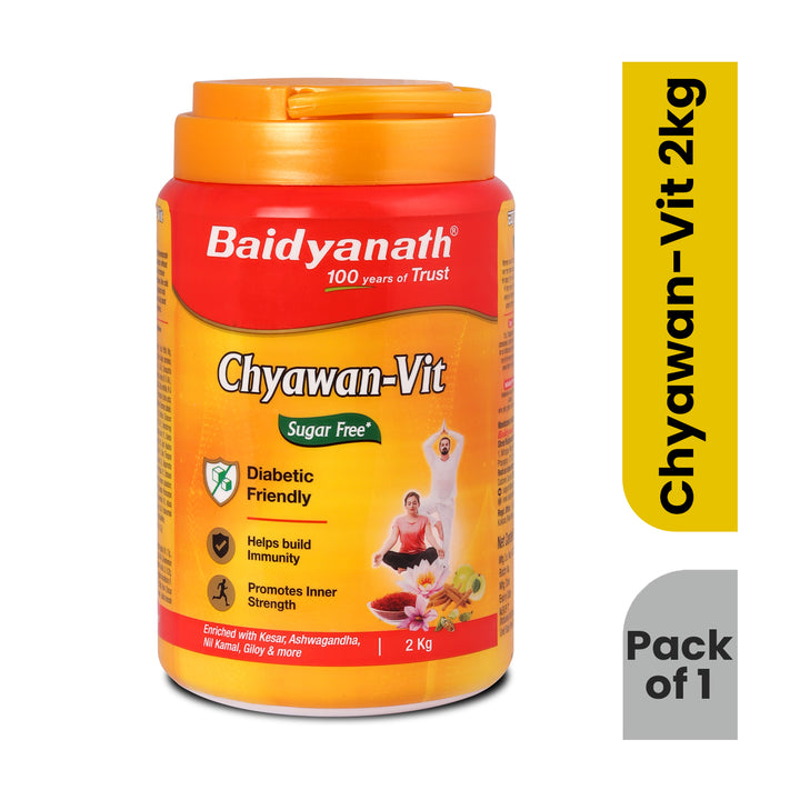 Baidyanath Sugarfree Chyawan Chyawanprash -Vit 2 Kg- With No Added Sugar- With Benefits Of Amla, Ashwagandha and Almonds| Ayurvedic Immunity Booster
