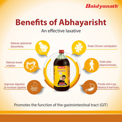 Baidyanath Abhayarisht - 450 ml | Useful in Piles, Constipation and Abdominal Pain Relief (Pack of 2))