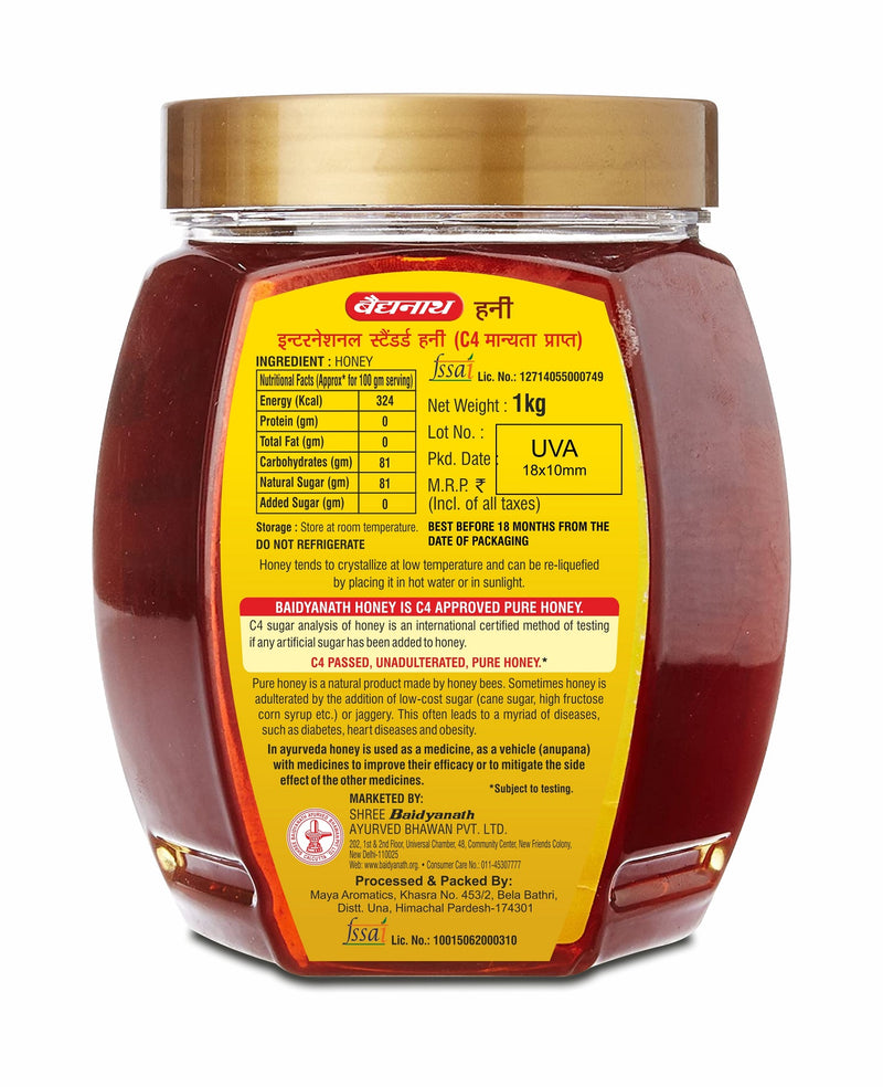 Baidyanath Honey C4 Approved, Unadulterated, Pure Honey (1 kg)