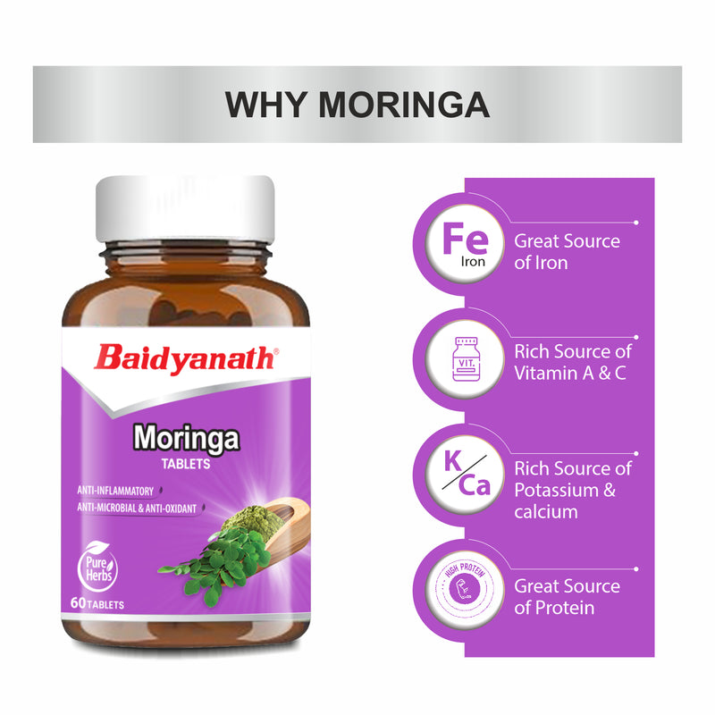 Baidyanath Moringa Tablets (60 Tablets), Pack of 2| Helps in maintaining overall health and wellness