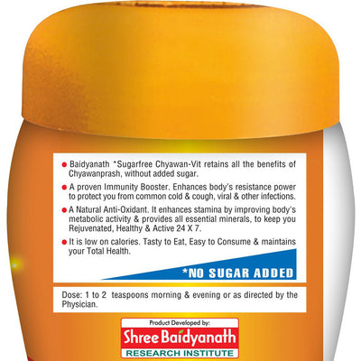 Baidyanath Sugarfree Chyawan-Vit 1 Kg- Specially Formulated Chyawanprash With No Added Sugar- With Benefits Of Amla, Ashwagandha And Almonds| Ayurvedic Immunity Booster (Pack of 1)