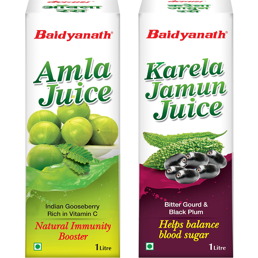 Baidyanath amla juice & karela jamun juice boxes