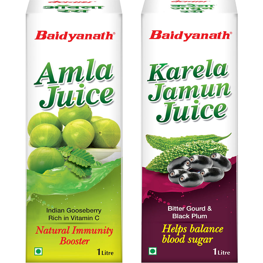 Baidyanath amla juice & karela jamun juice boxes
