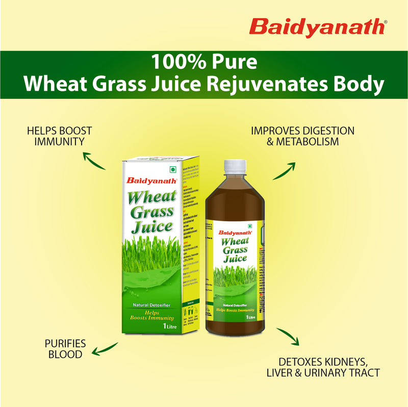 Baidyanath Wheatgrass Juice 1 L – Natural Detoxifier - Herbal Supplement to Help boost Immunity, Purifies blood Improves digestion & metabolism