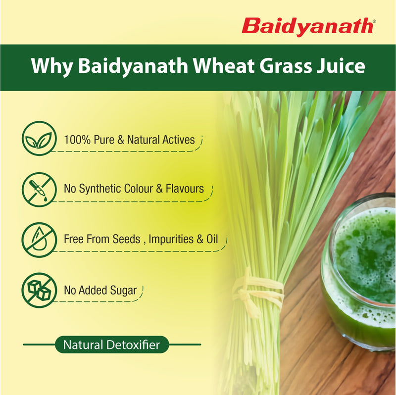 Baidyanath Wheatgrass Juice 1 L – Natural Detoxifier - Herbal Supplement to Help boost Immunity, Purifies blood Improves digestion & metabolism