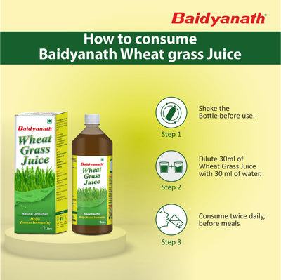 Baidyanath Wheatgrass Juice 1 L – Natural Detoxifier - Herbal Supplement to Help boost Immunity, Purifies blood Improves digestion & metabolism